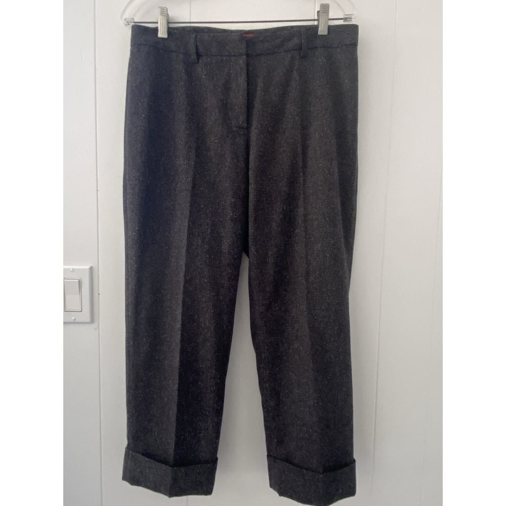 OSCAR de la Renta Company Gray Linen Blend Cuffed Crop Trouser Pants Size 8